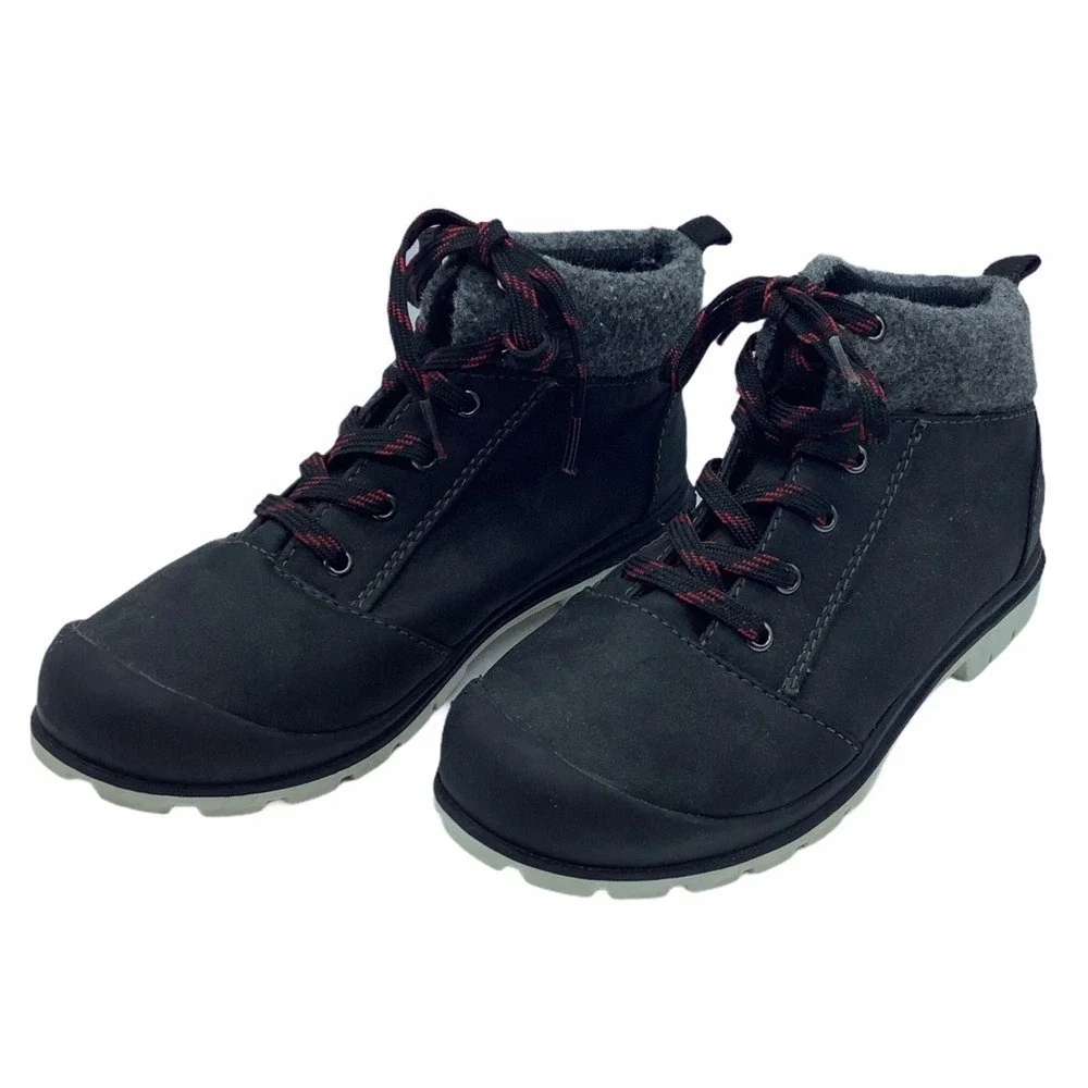 Cat & Jack Boys Black Lace Up Boots with Red‎ Laces Size 3 Target
